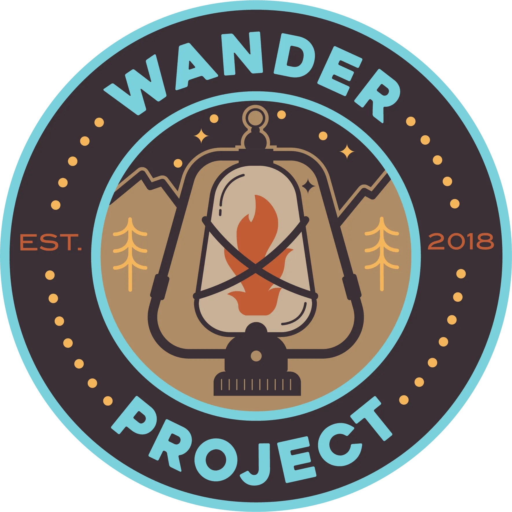 Wander Project Final Logo logo with wander project and a lantern