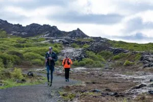 Two runners in the Icelandic wilderness
