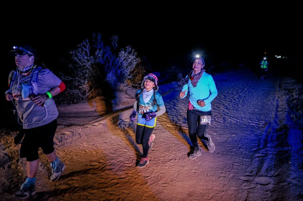Joshua Tree__D3S2101 an adult ansd child running on sandy path