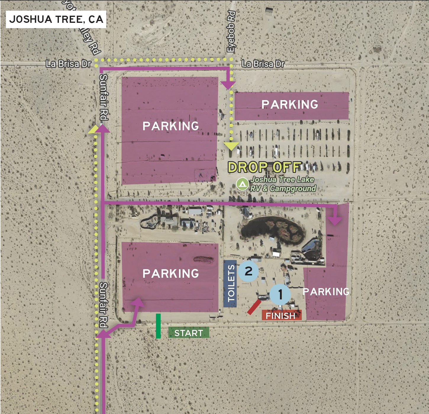 Parking Map_Joshua Tree 2021 layout of parking and finish line
