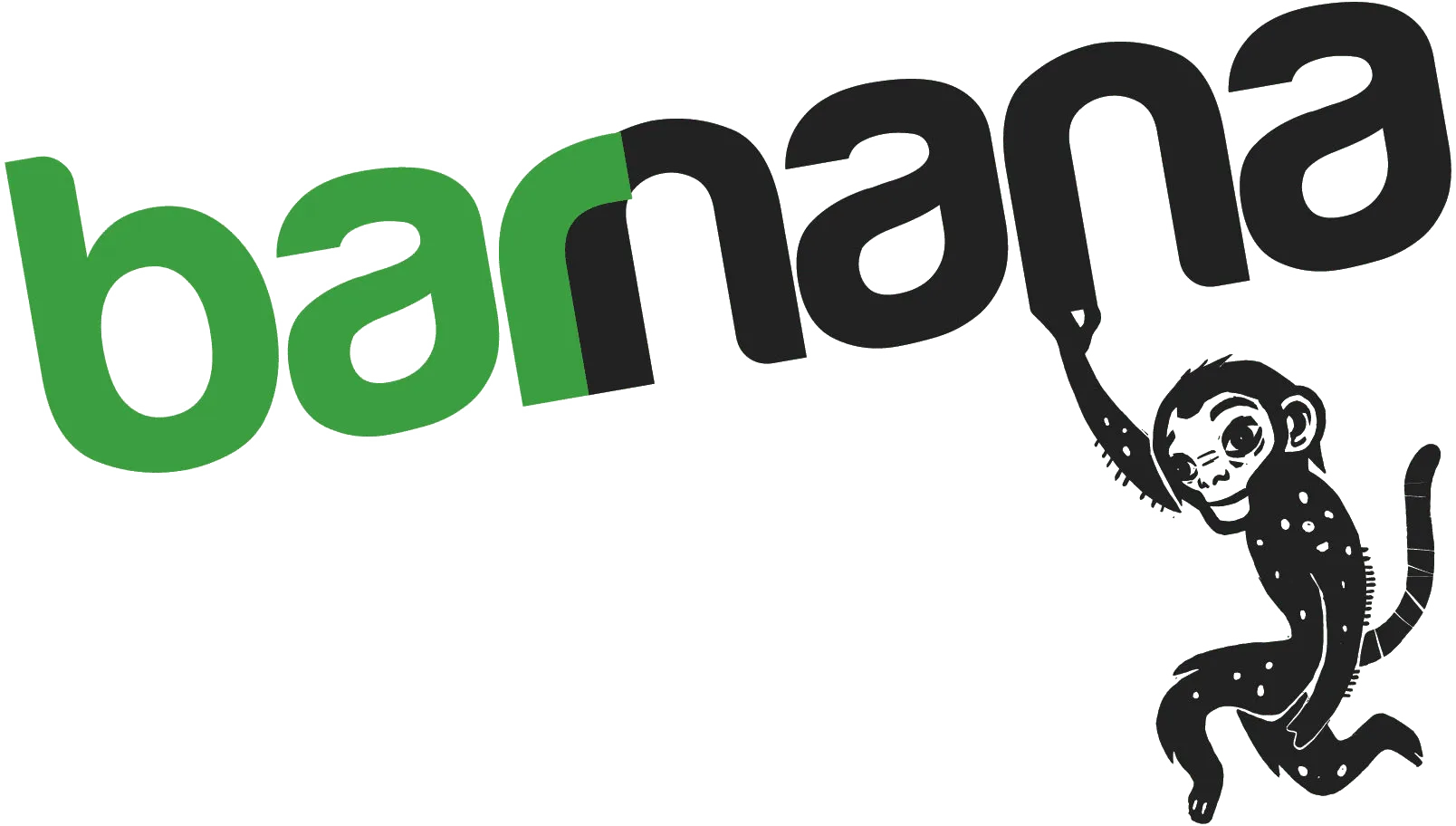 Barnana brand name with monkey hanging off