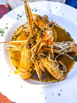 A plate of seafood
