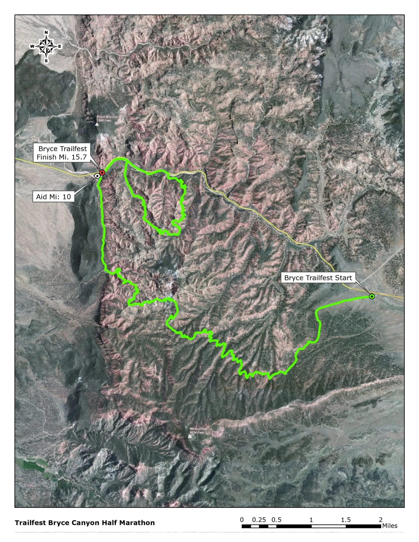 Course map for the 2023 Bryce Canyon run at Trailfest